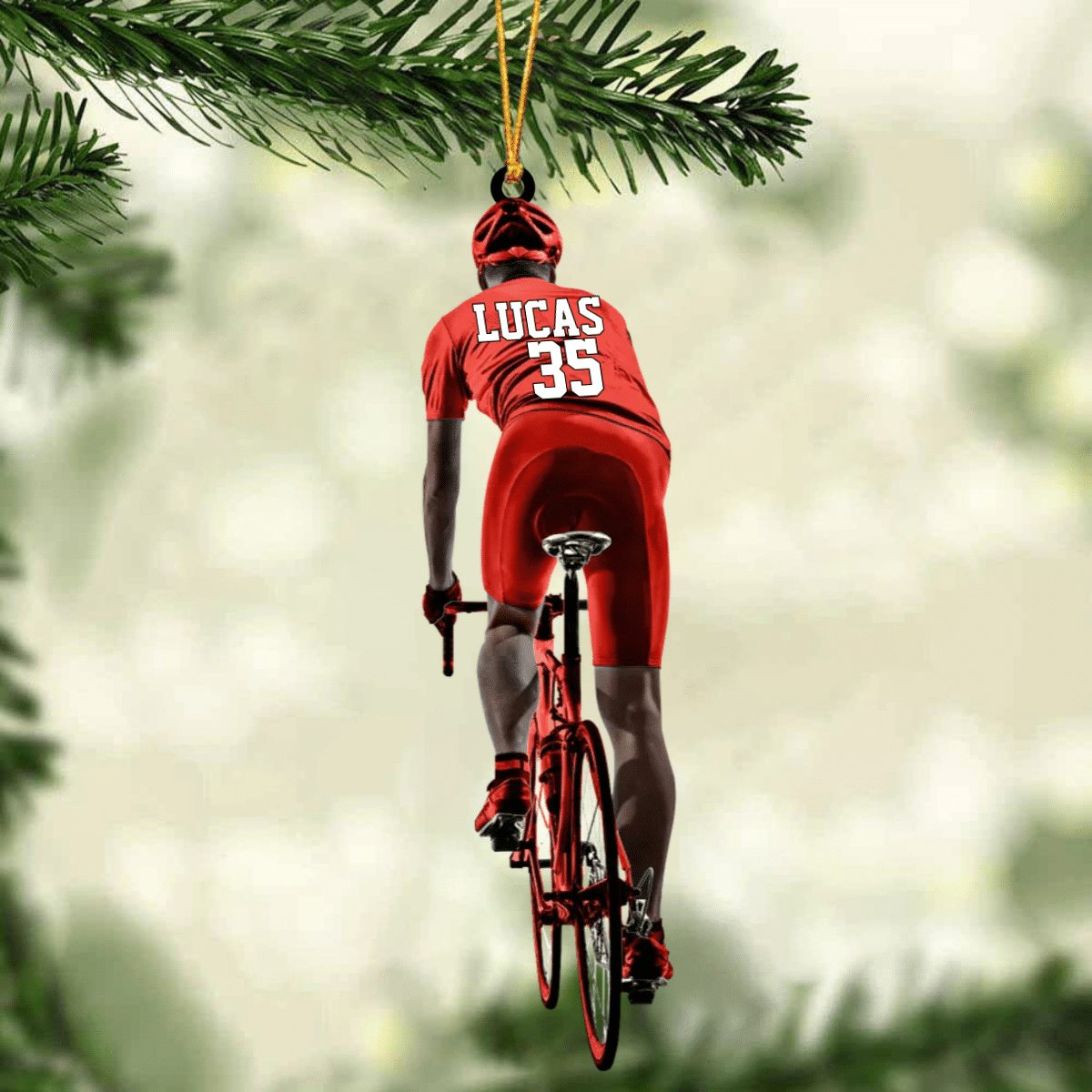 Customized Black Man Cyclist, Bike Riding Acrylic Ornament, Gift For Cyclists, Gift for Man OO4235