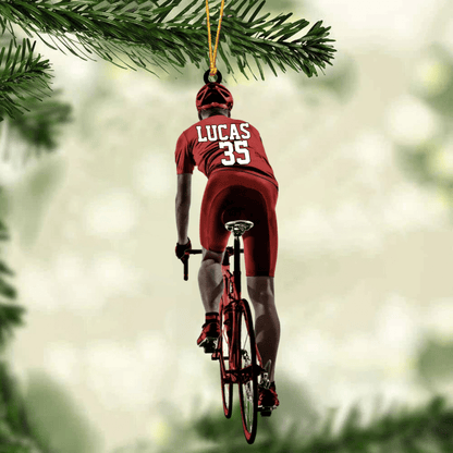 Customized Black Man Cyclist, Bike Riding Acrylic Ornament, Gift For Cyclists, Gift for Man OO4235