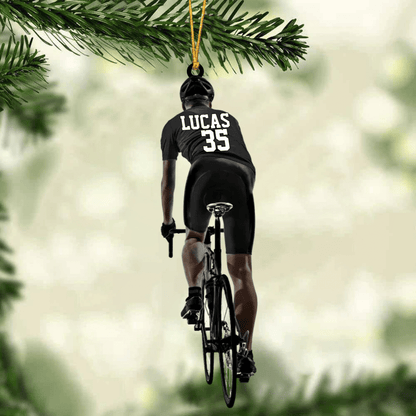 Customized Black Man Cyclist, Bike Riding Acrylic Ornament, Gift For Cyclists, Gift for Man OO4235