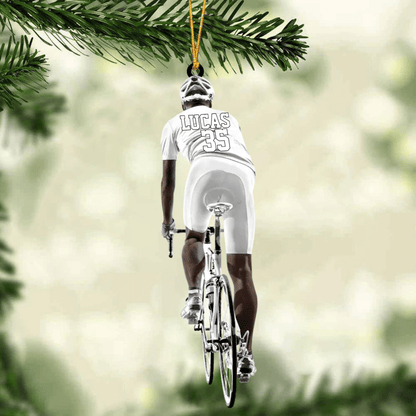 Customized Black Man Cyclist, Bike Riding Acrylic Ornament, Gift For Cyclists, Gift for Man OO4235