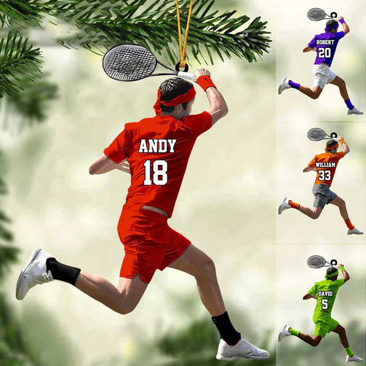 Personalized Boy Tennis Player Acrylic Christmas Ornament - Gift For Tennis Lovers/Players SO0989