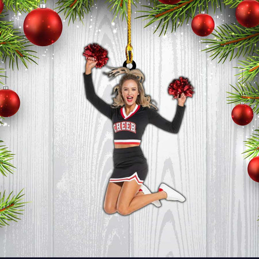 Custom Photo Cheerleading Acrylic Christmas Ornament for Cheerleader, Gift for Cheerleading Team OO1406