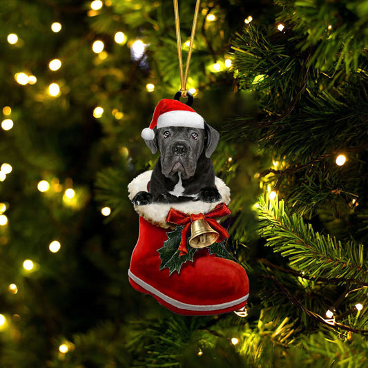 Cane Corso 1 In Santa Boot Christmas Two Sided Ornament OO4233