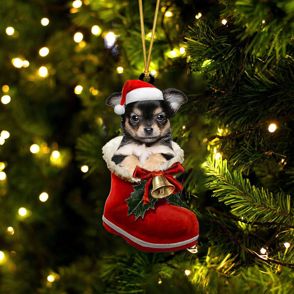 Yorkshire Terrier 3 In Santa Boot Christmas Two Sided Ornament OO4112