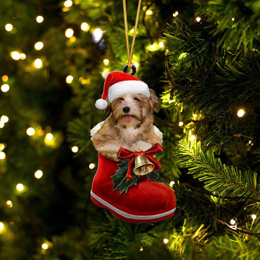 Havanese In Santa Boot Christmas Two Sided Ornament OO4151