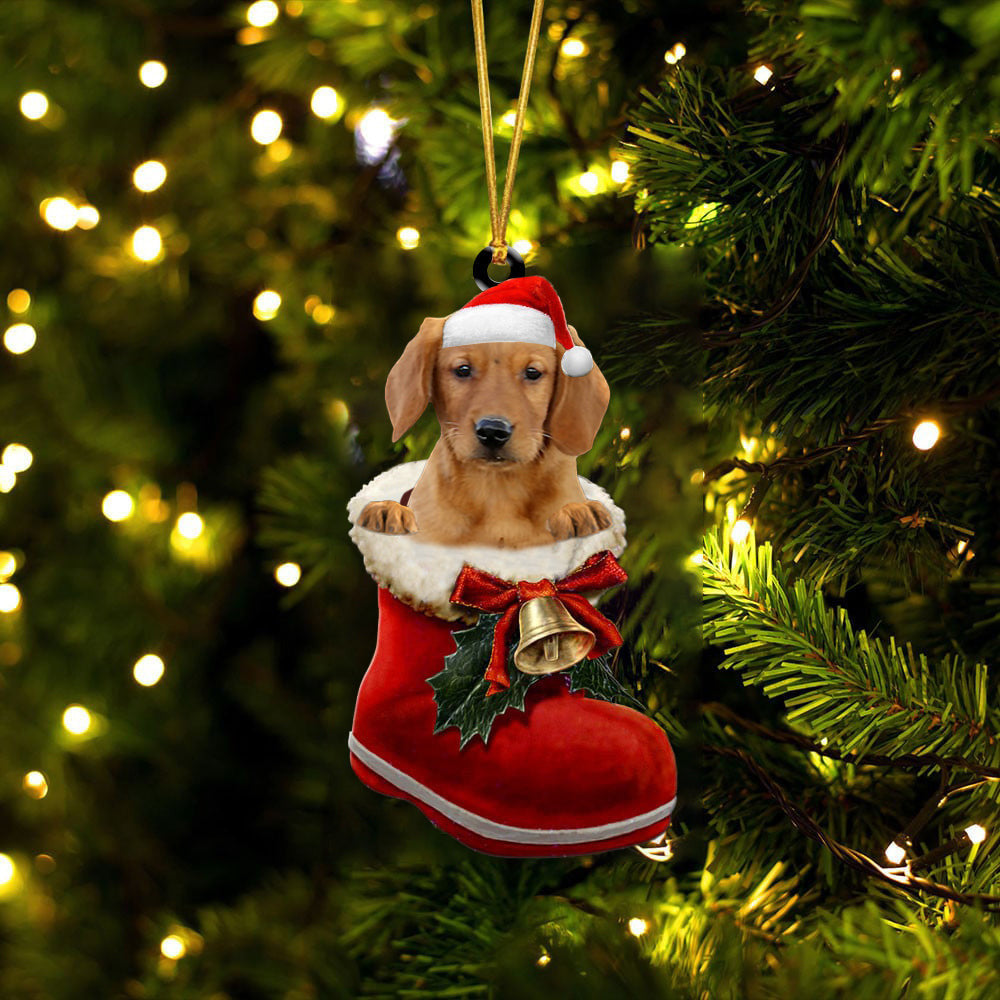 Goldador In Santa Boot Christmas Two Sided Ornament OO4133