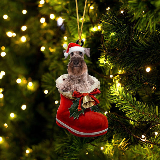 Cesky Terrier In Santa Boot Christmas Two Sided Ornament OO4214