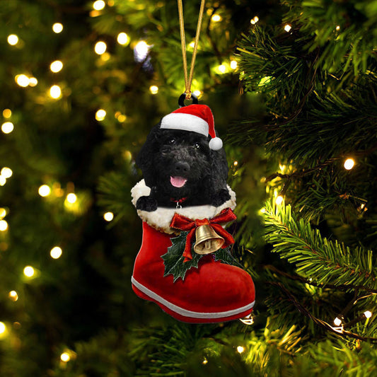 Goldendoodle(Black In Santa Boot Christmas Two Sided Ornament OO4208