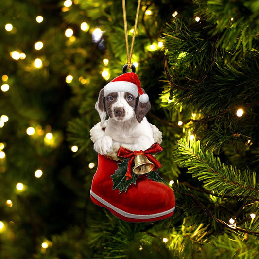 English Springer Spaniel In Santa Boot Christmas Two Sided Ornament OO4217