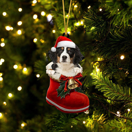 Bernese Mountain Dog 1 In Santa Boot Christmas Two Sided Ornament OO4181