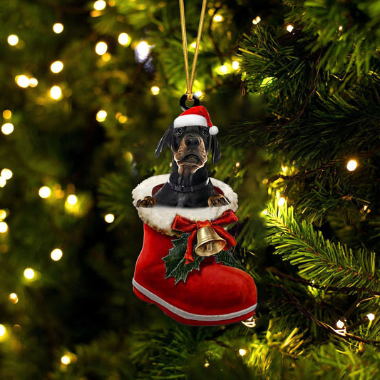 Dobermann 1 In Santa Boot Christmas Two Sided Ornament OO4174