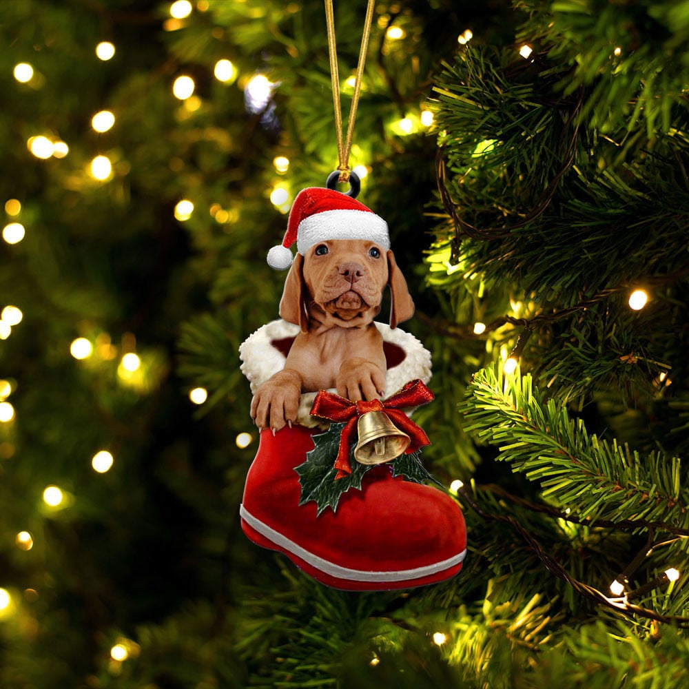 Vizsla In Santa Boot Christmas Two Sided Ornament OO4164