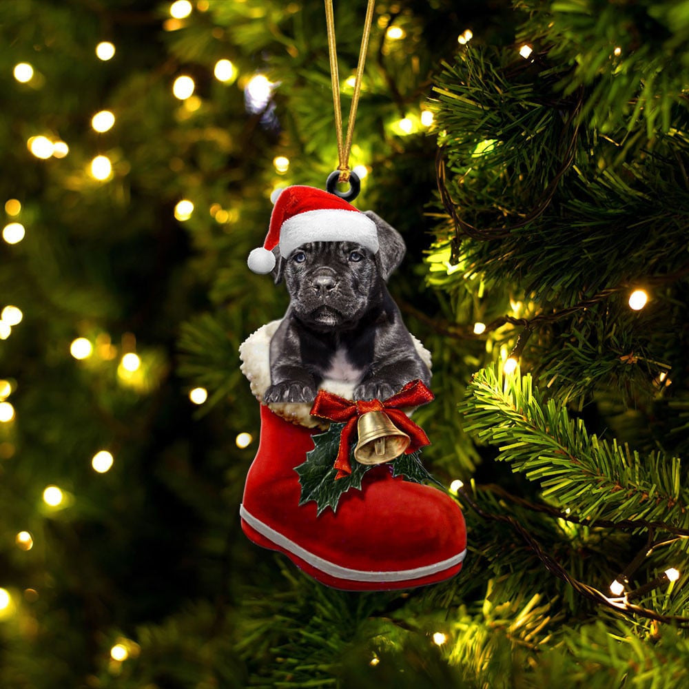 Cane Corso In Santa Boot Christmas Two Sided Ornament OO4137