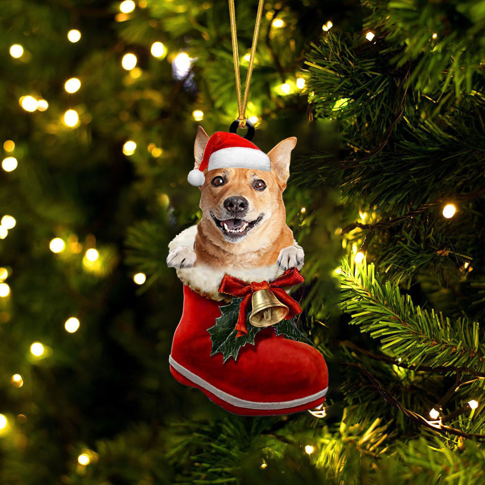 Carolina Dingo In Santa Boot Christmas Two Sided Ornament OO4136