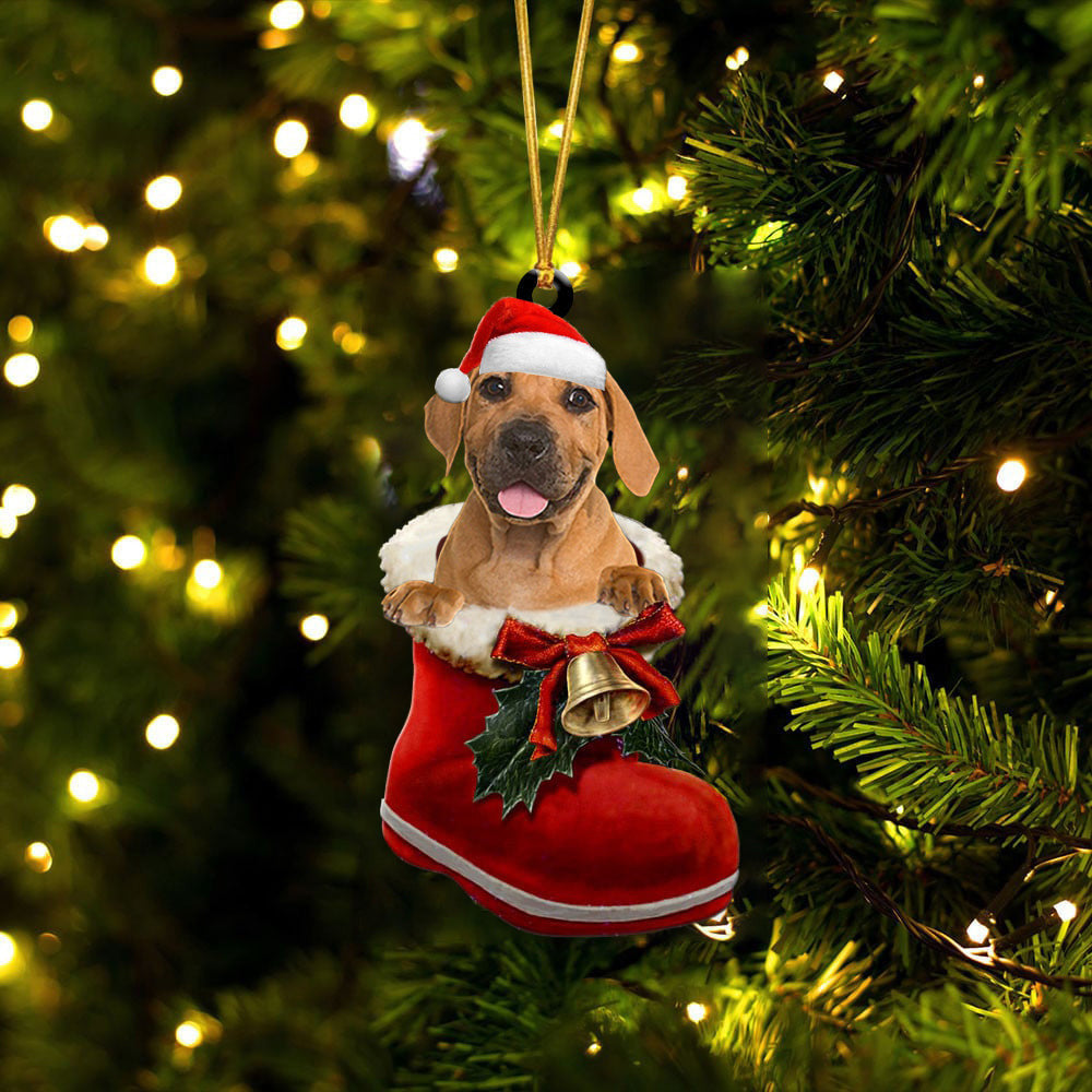 Boerboel In Santa Boot Christmas Two Sided Ornament OO4134