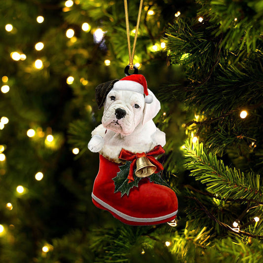 Boxer 3 In Santa Boot Christmas Two Sided Ornament OO4077