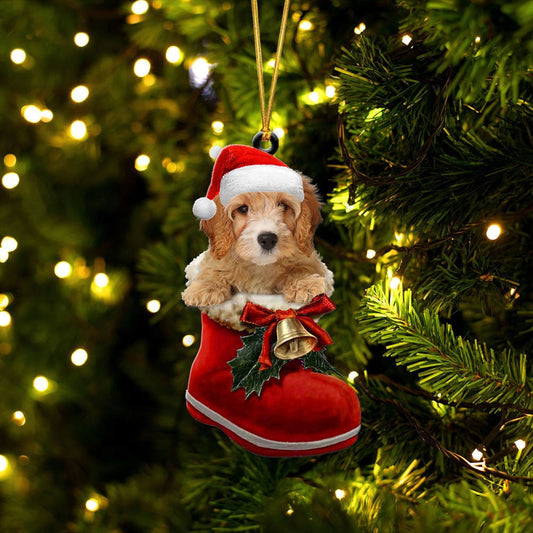 Cavapoo In Santa Boot Christmas Two Sided Ornament SO1282