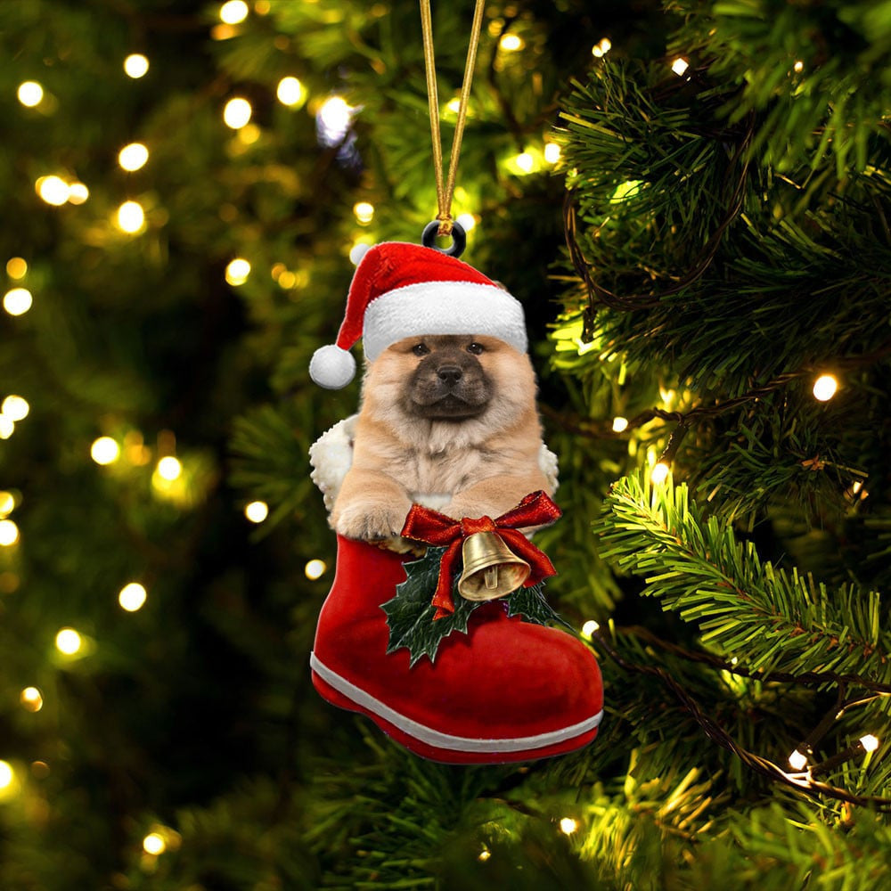 Chow Chow In Santa Boot Christmas Two Sided Ornament OO4063