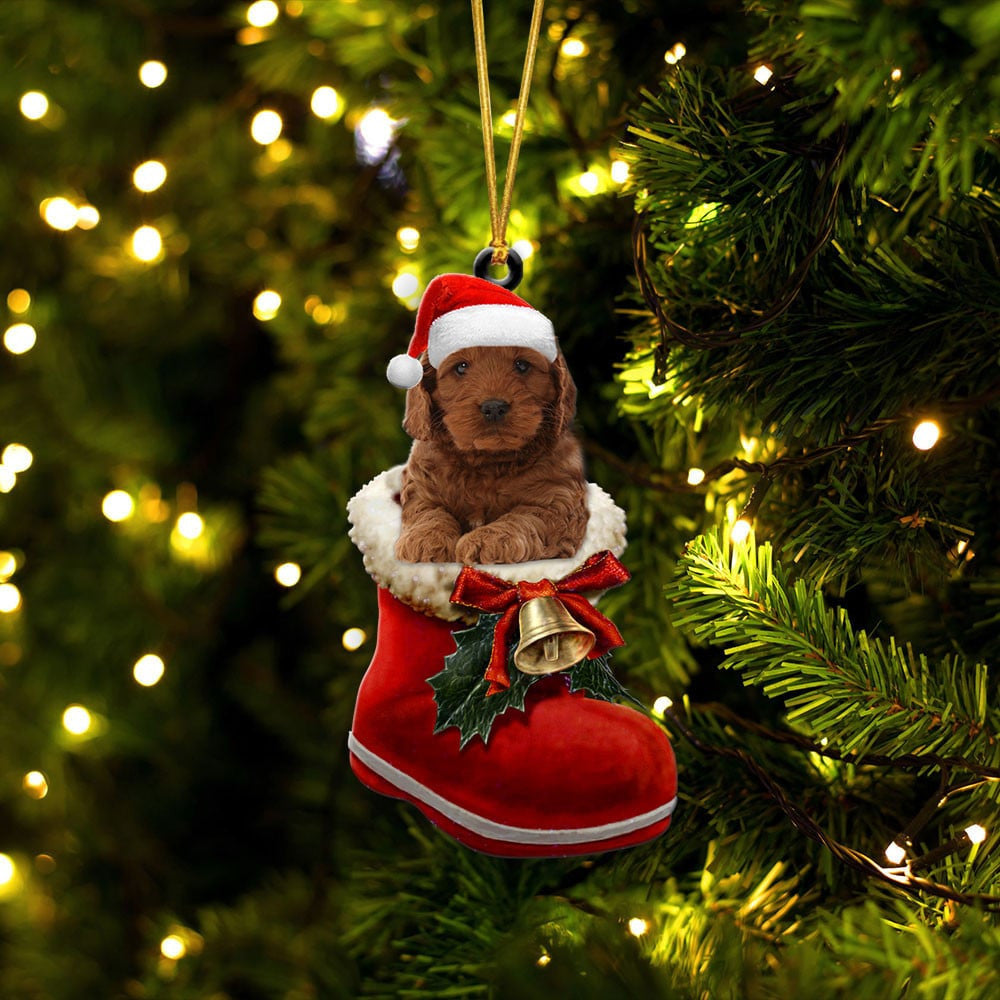 Cockapoo In Santa Boot Christmas Two Sided Ornament OO4043