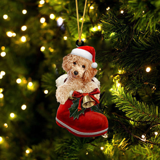 Poodle 2 In Santa Boot Christmas Two Sided Ornament SO1283