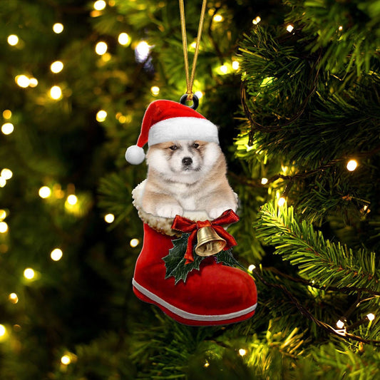 Akita Inu In Santa Boot Christmas Two Sided Ornament OO4059