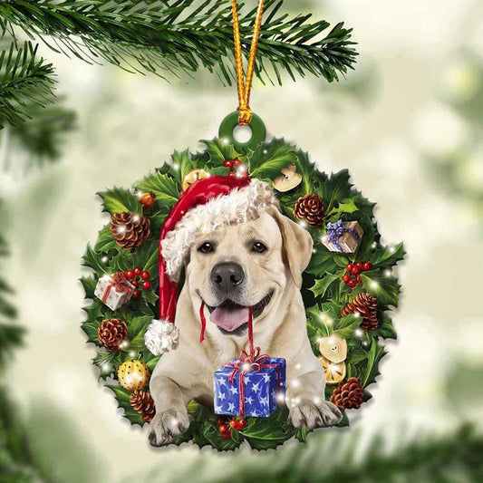 Labrador Retriever and Christmas Wreath Ornament gift for Labrador Retriever lover ornament OO4027