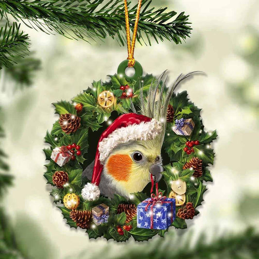 Cockatiel and Christmas Wreath Ornament gift for Cockatiel lover ornament OO4028