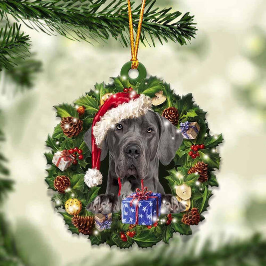 Great Dane and Christmas Wreath Ornament gift for Great Dane lover ornament OO4029