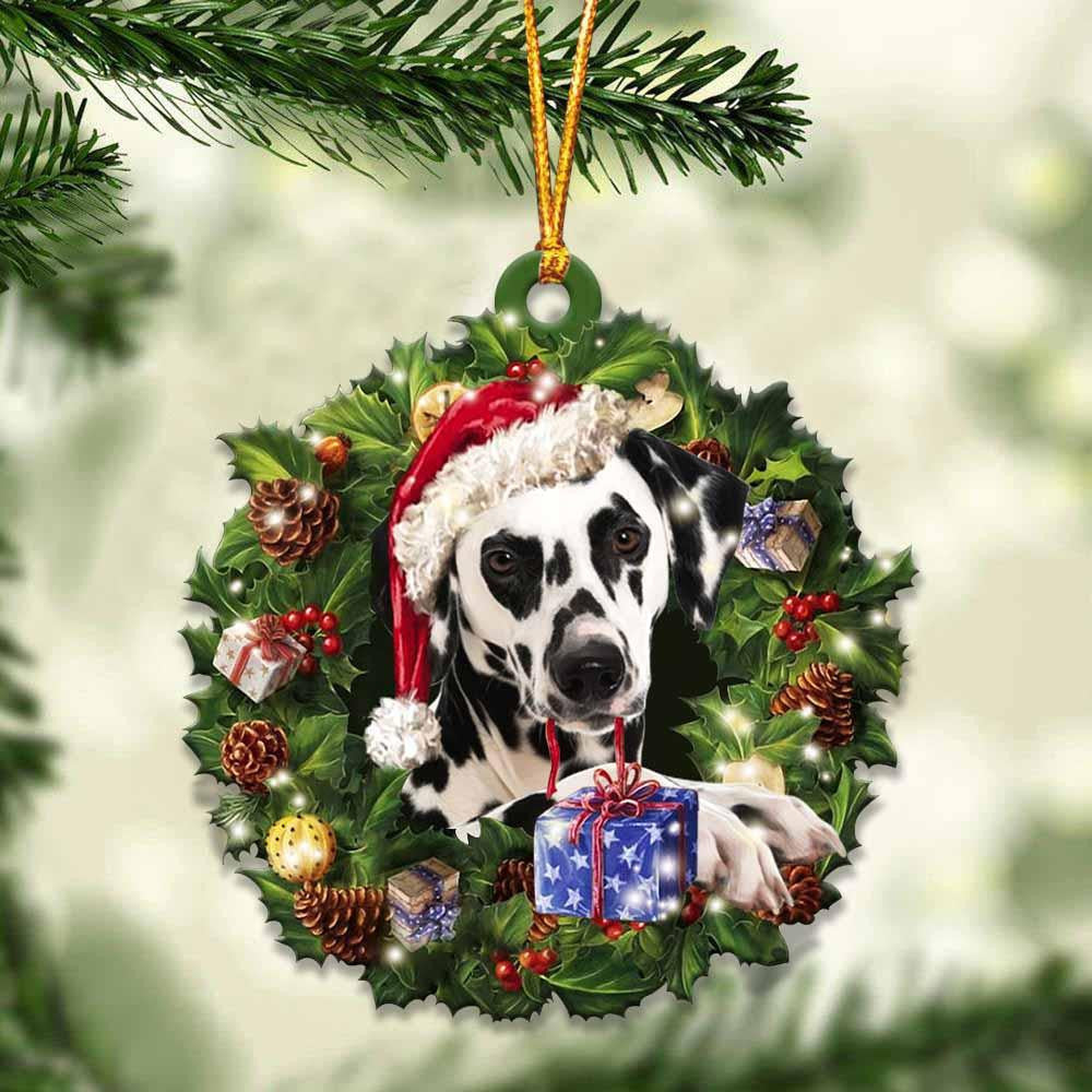 Dalmatian and Christmas Wreath Ornament gift for Dalmatian lover ornament OO4031