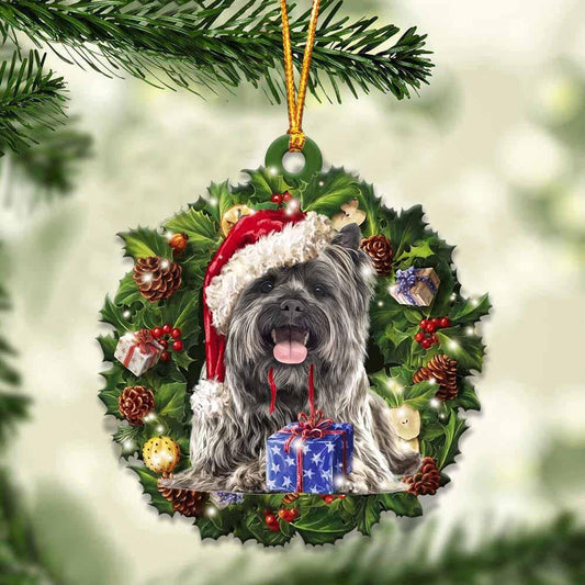 Cairn Terrier and Christmas Wreath Ornament gift for Cairn Terrier lover ornament OO4022