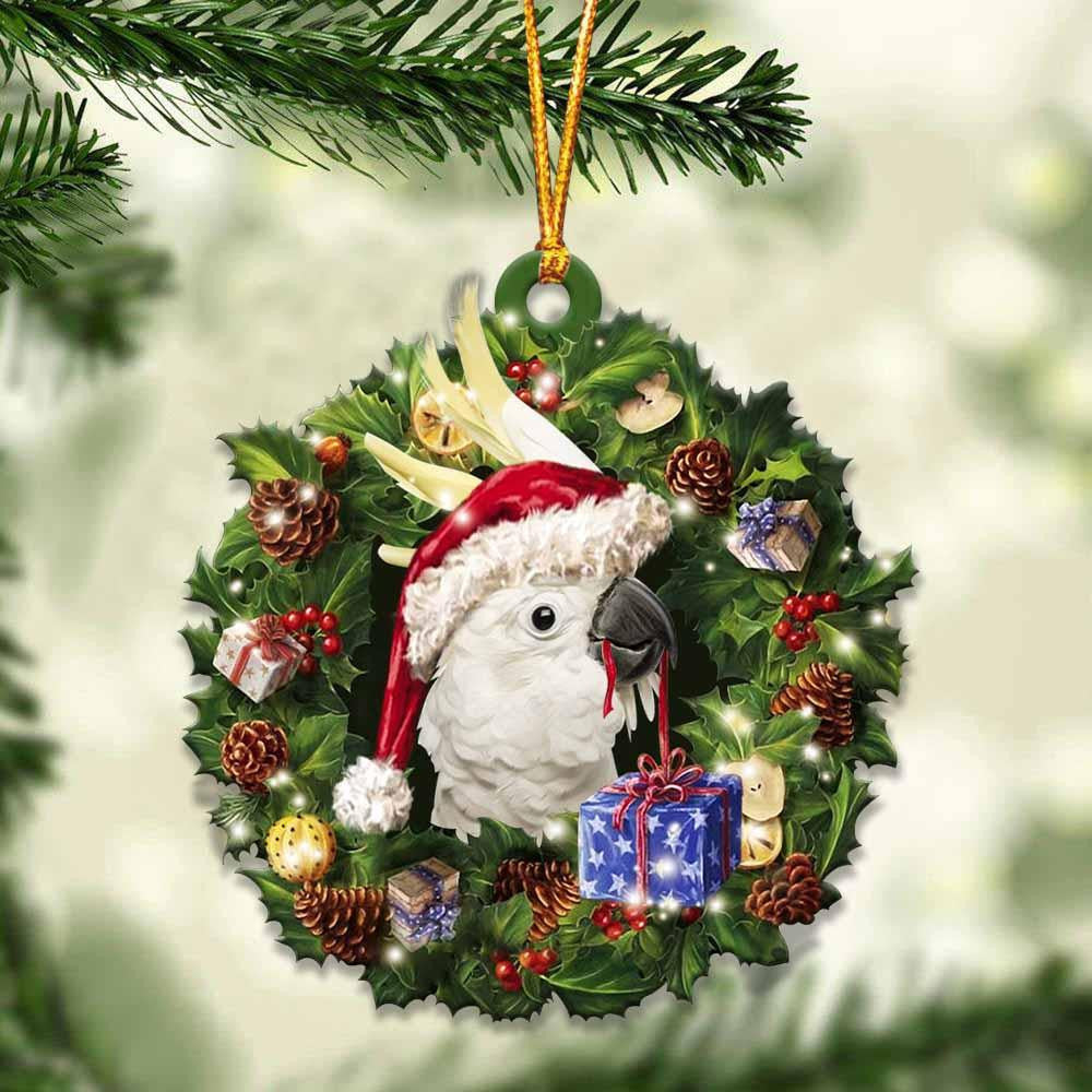 Cockatoos and Christmas Wreath Ornament gift for Cockatoos lover ornament OO4019