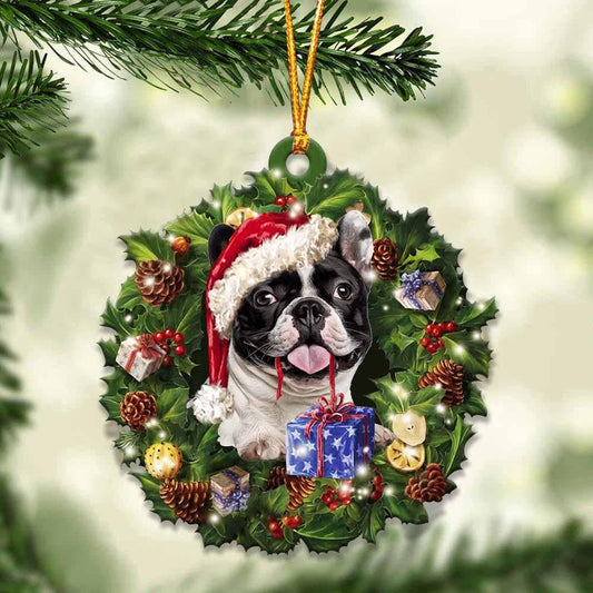 French Bulldog and Christmas Wreath Ornament gift for French Bulldog lover ornament OO3996