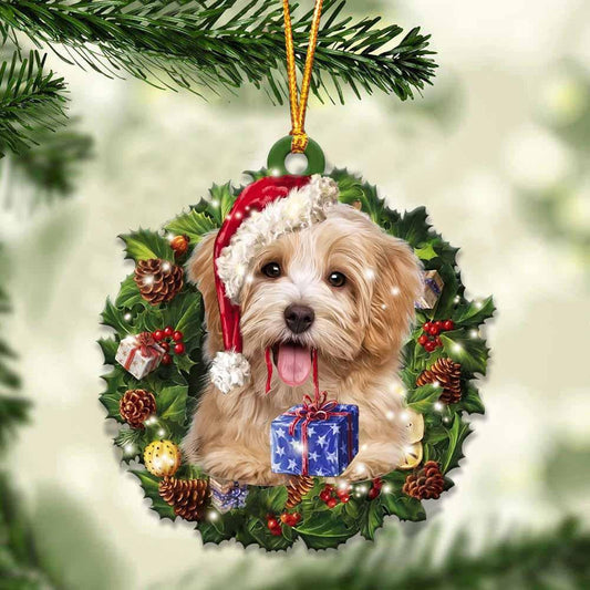 Havanese and Christmas Wreath Ornament gift for Havanese lover ornament OO4015