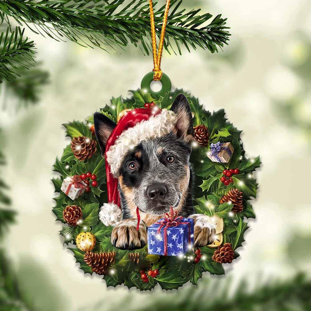 Heeler and Christmas Wreath Ornament gift for Heeler lover ornament OO4024