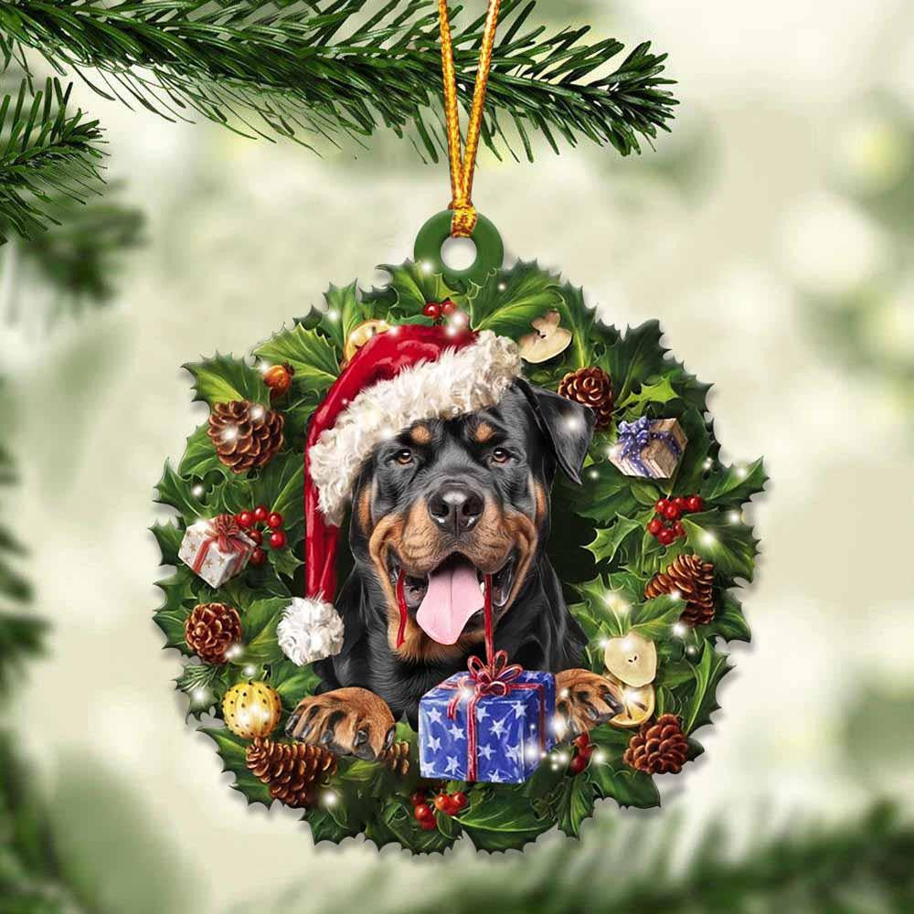 Rottweiler and Christmas Wreath Ornament gift for Rottweiler lover ornament OO3964