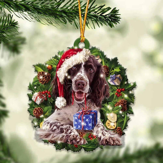 English Springer Spaniel and Christmas Wreath Ornament gift for English Springer Spaniel lover ornament OO3992