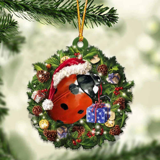 Ladybug and Christmas Wreath Ornament gift for Ladybug lover ornament OO3990