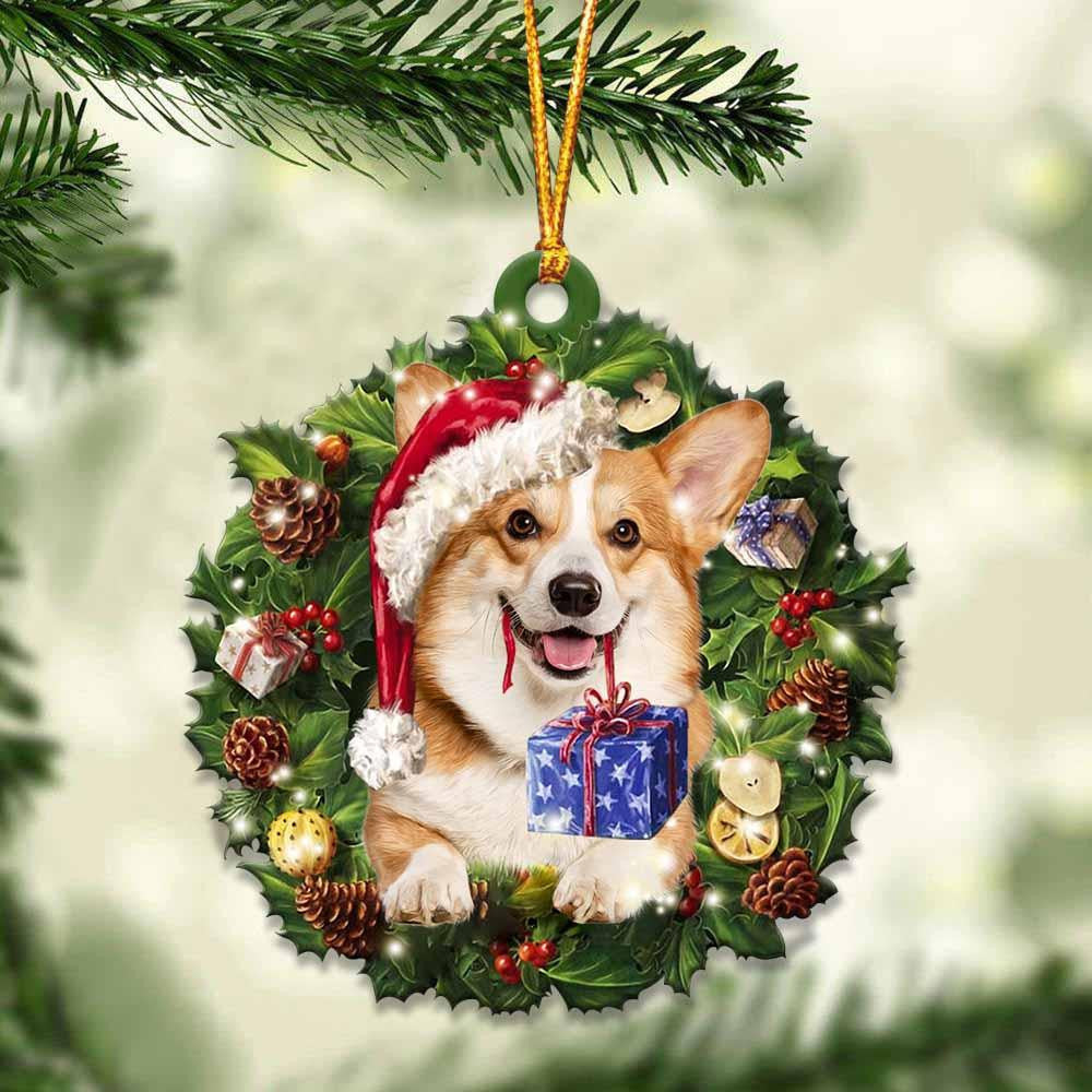 Corgi and Christmas Wreath Ornament gift for Corgi lover ornament OO4009