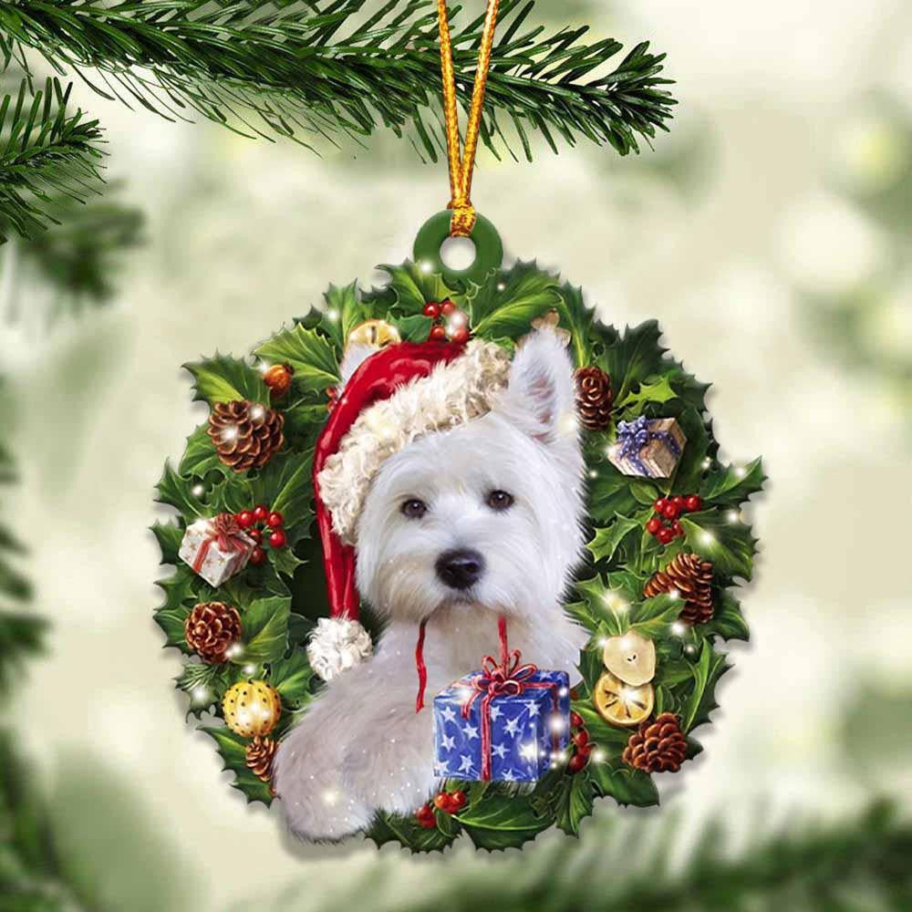 Westie and Christmas Wreath Ornament gift for Wesite lover ornament OO3978