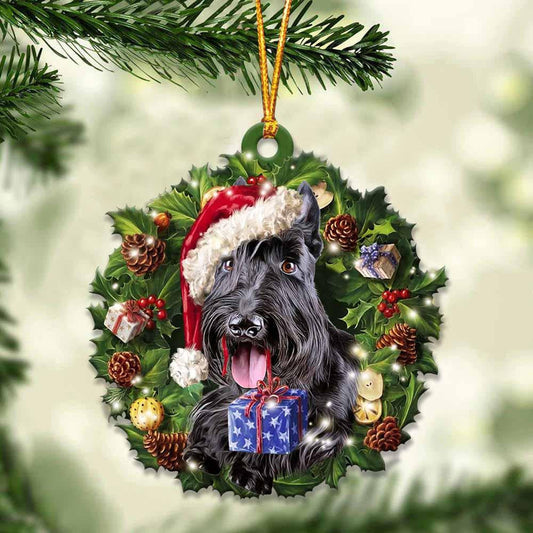 Scottish Terrier and Christmas Wreath Ornament gift for Scottish Terrier lover ornament OO3972