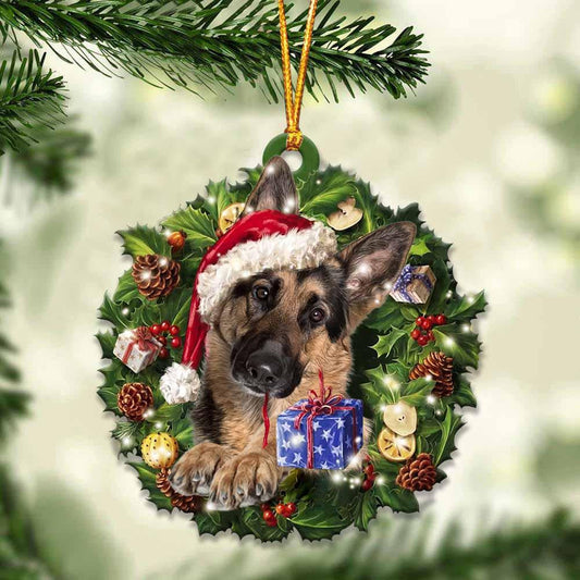 German Shepherd and Christmas Wreath Ornament gift for German Shepherd lover ornament OO3979