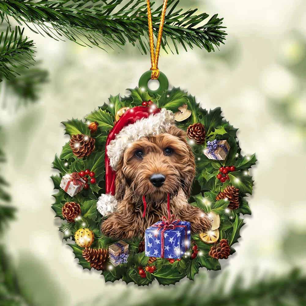 Cockapoo and Christmas Wreath Ornament gift for Cockapoo lover ornament OO4003