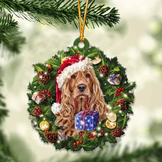 Cocker Spaniel and Christmas Wreath Ornament gift for Cocker Spaniel lover ornament OO3988