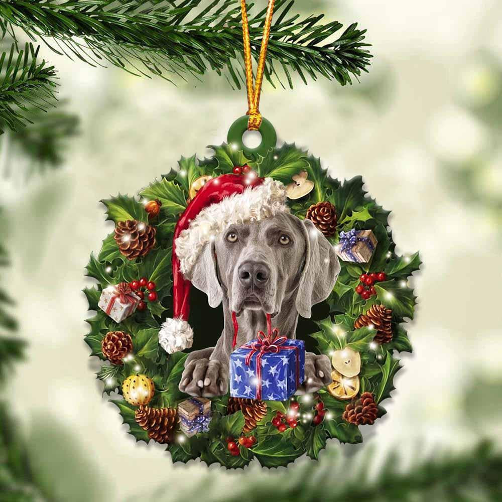 Weimaraner and Christmas Wreath Ornament gift for Weimaraner lover ornament OO4007