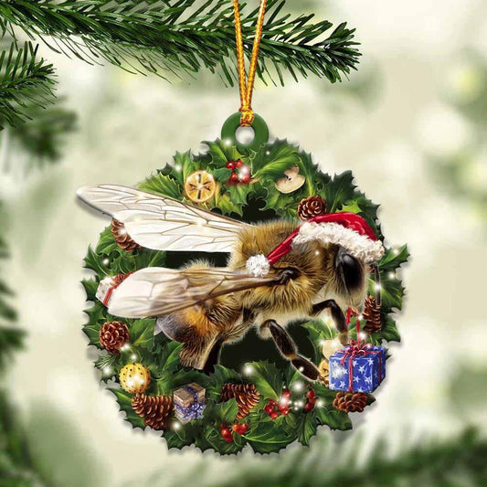 Bee and Christmas Wreath Ornament gift for Bee lover ornament OO3987