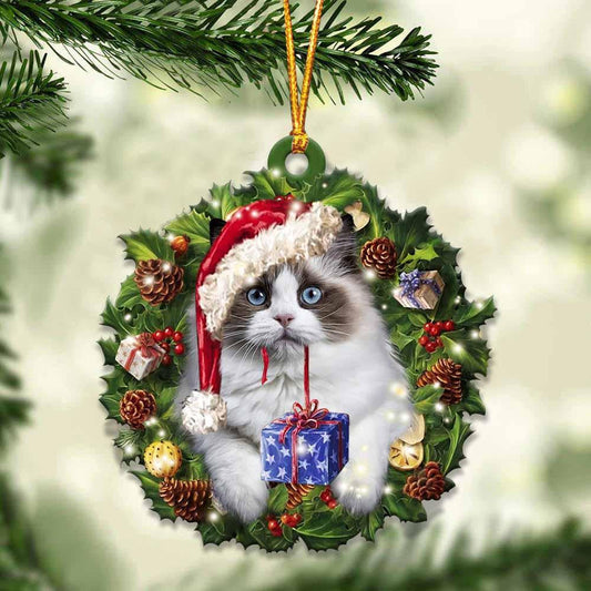 Ragdoll and Christmas Wreath Ornament gift for Ragdoll lover ornament OO4006