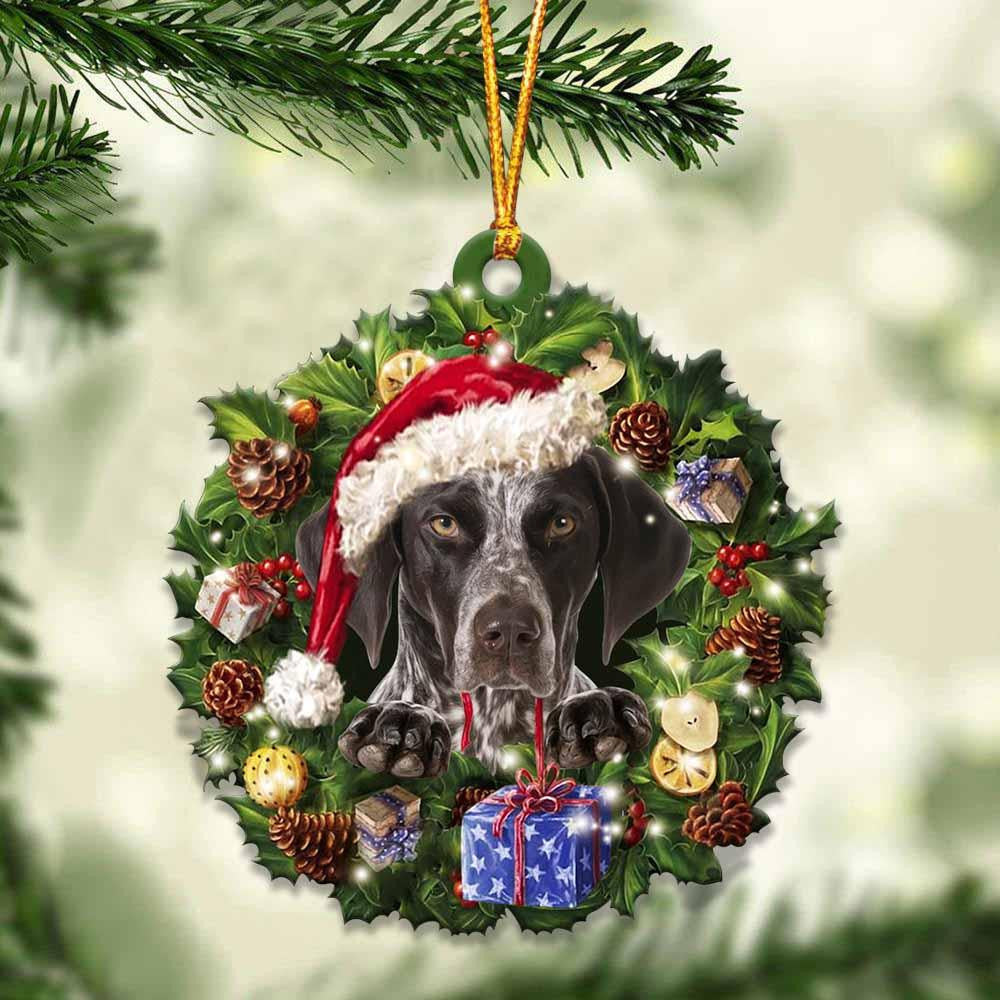 German Shorthaired Pointer and Christmas Wreath Ornament gift for German Shorthaired Pointer lover ornament OO3991