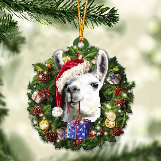 Llama and Christmas Wreath Ornament gift for Llama lover ornament OO3966