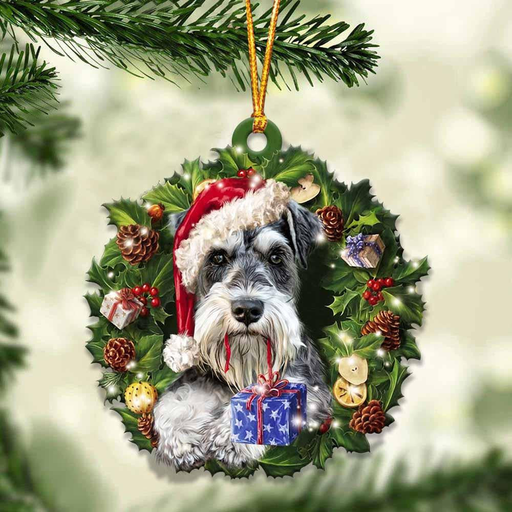 Schnauzer and Christmas Wreath Ornament gift for Schnauzer lover ornament OO3974