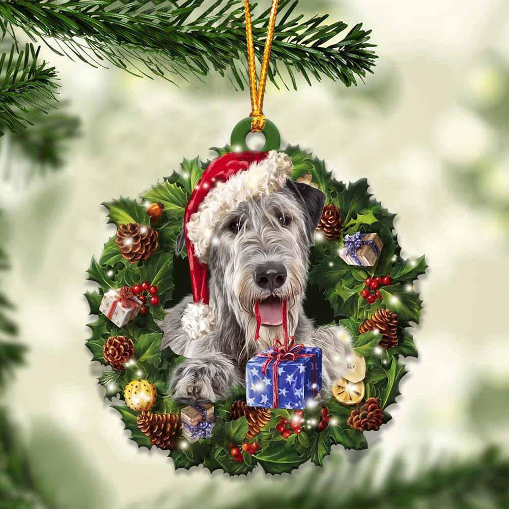 Irish Wolfhound and Christmas Wreath Ornament gift for Irish Wolfhound lover ornament SO1280